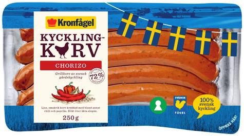 KYC K LING KO RV C H O RIZ O Het grillkorv, potatissallad och manchegocréme 4 personer 15 20 min 4-8 Kycklingkorv Chorizo 2 dl Kesella 2 msk mixad grillad paprika, konserverad 5 msk lagrad