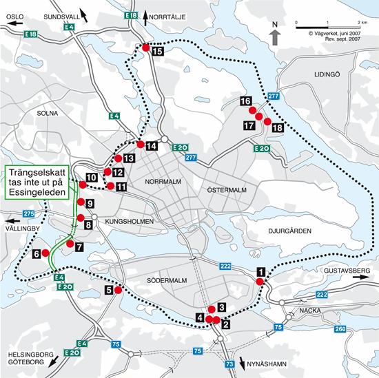 2.1 Trafiken till och från Trängselskattesnittet /Betalsnittet Trängselskattesnittet/Betalsnittet utgörs av det område vilket innesluts av så kallade avgiftsportaler.