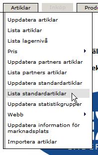 Senast uppdaterat:12-01-30 Exder Netto Grossistflödet Sida 11 av 30 1.2.4.2 Lista standardartiklar I denna meny kan ni lista alla standardartiklar.