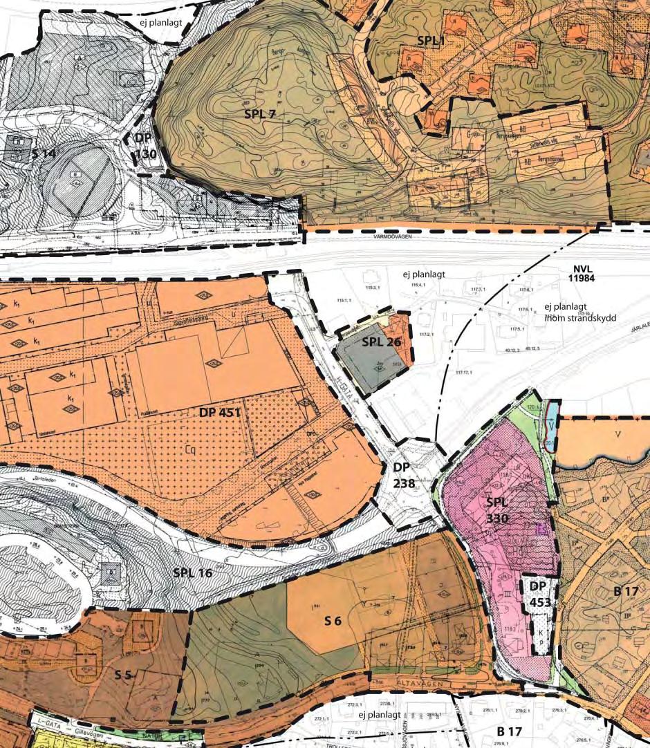 132 GÄLLANDE DETALJPLANER PLANERINGSFÖRUTSÄTTNINGAR Större delen av programområdet är detaljplanelagt. Området närmast norr om Kyrkviken är dock inte planlagt.