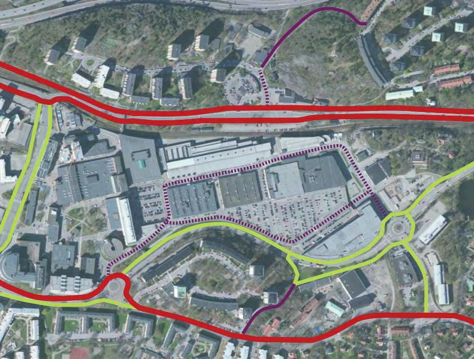 136 PLANERINGSFÖRUTSÄTTNINGAR TRAFIKEN IDAG Gång och cykel I området finns två stråk som tillhör det regionala cykelstråket.