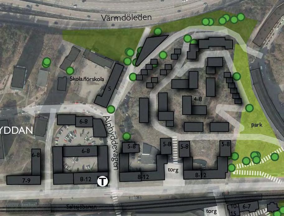 144 PLANIA NORRA NORR OM VÄRMDÖVÄGEN PROGRAMFÖRSLAGET PROGRAM FÖR PLANIAOMRÅDET VÄSTRA SICKLAÖN, NACKA KOMMUN 28 Området ligger mellan Alphyddan i väster, Värmdöleden i norr, Finntorp i öster och