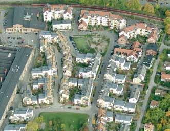 70 Mark- och vattenanvändning Tät STADSBebyggelse Tät stadsbebyggelse har alla funktioner som är typiska för en blandad stad, det vill säga bostäder, handel, kontor, skolor och förskolor, lokaler för