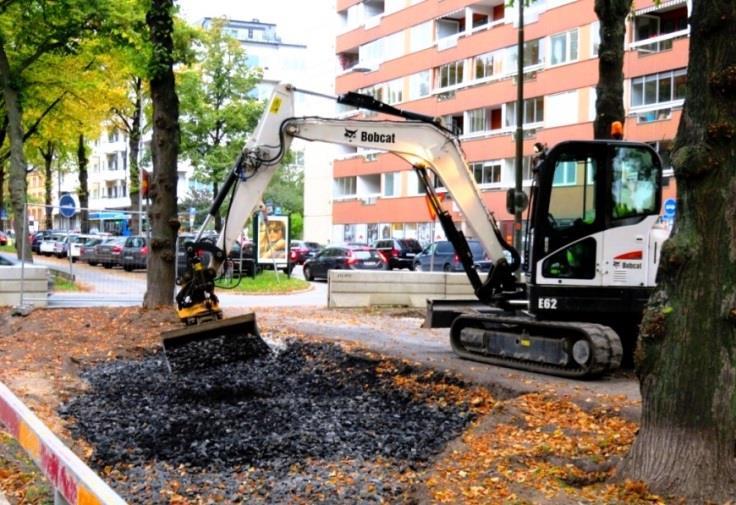 dagvatten från hela parkeringsytan. Om växtbädden blir full med vatten rinner ytvatten vidare till det vanliga dagvattensystemet.