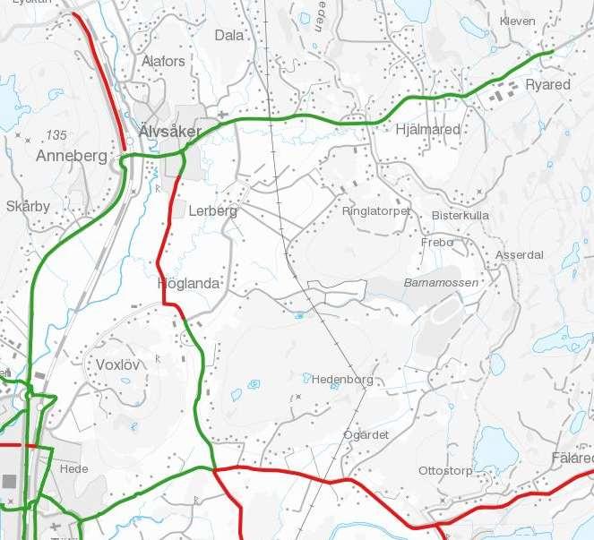 ARBETSMATERIAL 3.3 Anneberg - Älvsåker Från Kungsbacka når man kommundelen via en gång- och cykelväg utmed Göteborgsvägen (v970).