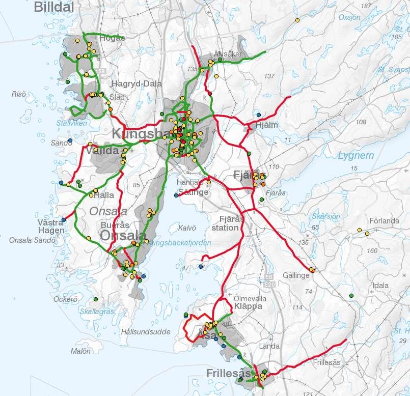 ARBETSMATERIAL Alla stråk som utpekats som skolvägar redovisas i tabellform i den gemensamma resultattabellen i bilaga 1. 4.