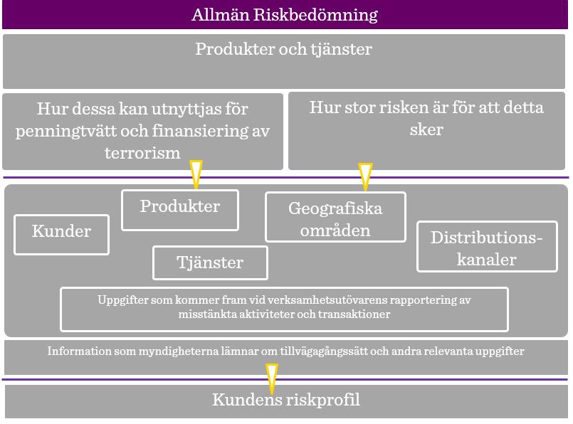 Figur 4: Illustration över genomförandet av en allmän riskbedömning, vilket resulterar i kundens riskprofil.