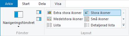 Information om filer Till höger i mappfönstret, i fillistan, visas information om filerna och mapp arna om du har valt vyn Detaljerad lista (Details).