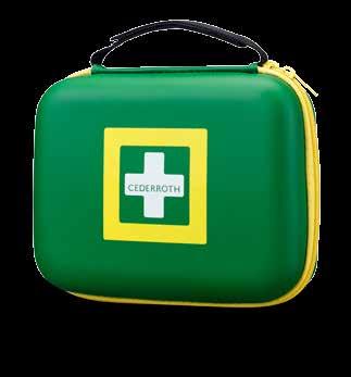 FIRST AID KIT LARGE Välutrustat Första Hjälpen-kit i tjockt och slitstarkt material som skyddar innehållet mot damm och fukt. Greppvänligt handtag.