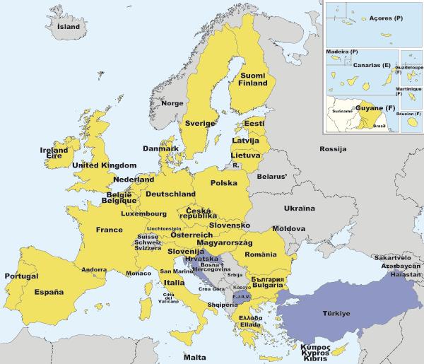 De geografiska gränserna: - Länder har olika uppfattning - - Geopolitiska intressen - - Ekonomiska intressen - Island, Liechtenstein, Norge och Schweiz