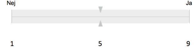 Figur 2. Bild av hur det såg ut för respondenterna när de skulle svara. Enkätrespondenterna fick svara med en markör i vilken grad de höll med om svarsalternativen utifrån en niogradig skala.
