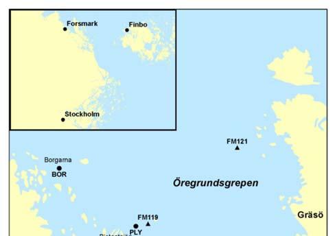 Figur 9. Översikt av Forsmarksområdet med provtagningspunkter för undersökningar av mjuk- och hårdbottenfauna.