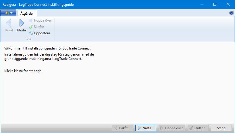 3. Snabbinställningar Grundinställningarna i LogTrade Connect görs enklast med installationsguiden.