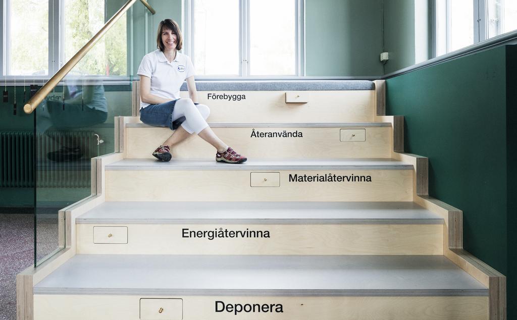 Avfallstrappan, eller avfalls hierarkin, är ett EU-direktiv som är antaget i den svenska miljöbalken styr hur avfallet ska tas om hand. Avfallstrappan i Pumphuset.