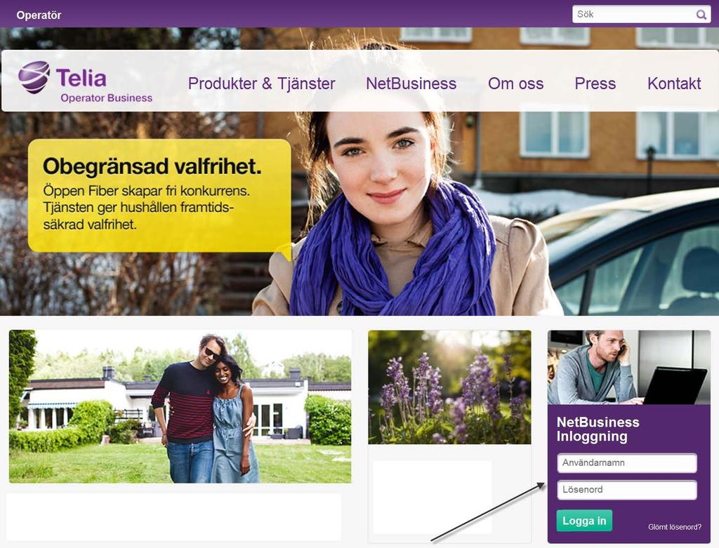 Inloggning 1. Gå till www.teliaoperator.se. 2.