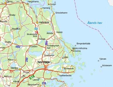 6.5 Vägar Vägnätet på landsbygden sköts av Trafikverket. Inom Norrtälje kommun finns tre större vägar, E18, Riksväg 76 till Gävle via Östhammar och Riksväg 77 till Uppsala.