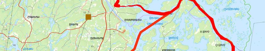 Slutligen går utredningsområdet mellan Skavdö och Hunö Böte fram till landtagningspunkten vid Hålviken, se figur 3.9.