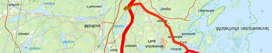 Därefter viker utredningsområdet av mot sydväst och ansluter till det föreslagna stationsläget Misterhult nord, norr om Misterhult, se nummer 5 i figur 3.9.