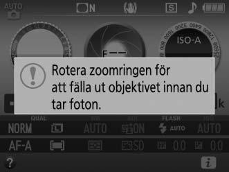 A Demontera objektivet Se till att kameran är avstängd när du tar bort eller byter objektiv. Ta bort objektivet genom att hålla in objektivlåsknappen (q) samtidigt som du vrider objektivet medurs (w).