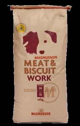 Magnusson Meat & Biscuit WORK Magnusson Meat & Biscuit Work är ett helfoder för vuxna hundar med hög energiförbrukning.
