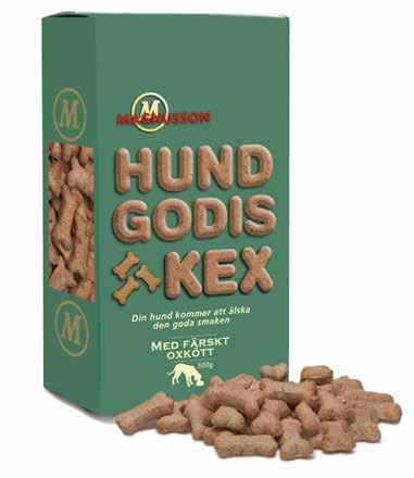 Magnusson Hundgodis Kex med färskt oxkött Magnusson Hundgodis Kex med färskt oxkött är en god och hälsosam produkt, som tillverkas av råvaror från det svenska jordbruket.