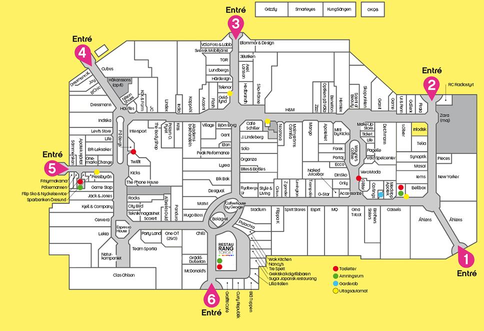 Figur 2.2.1 Översiktssiktskarta över Väla centrum (Väla Centrum). Besökarantalet är varierande och ligger på cirka 20 000-25 000 personer per dag under en lönehelg.