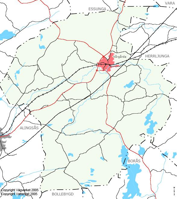 1.1 LOKALISERING I REGIONEN OCH I KOMMUNEN Vårgårda kommun har en central placering i Västra Götalandsregionen.