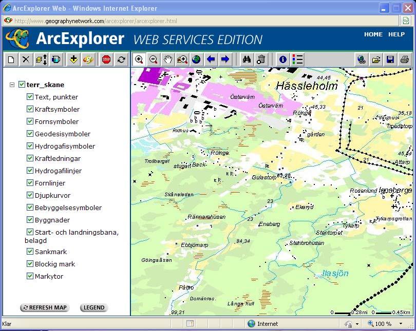 ArcExplorer Web (webb) Exempel på OGC Viewers