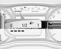 102 Instrument och reglage Bränslemätare Visning av bränslenivån resp. gasinnehållet (gasol eller motorgas) i tanken beroende på driftläge.