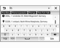 172 Infotainmentsystem Om du vill kan du välja ett av de föreslagna sökorden. När inmatningsfälten är ifyllda väljer du Sök på tangentbordet. Menyn Resultat visas. Välj önskad destination.