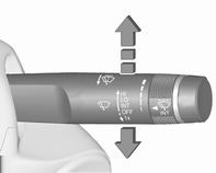 HI : snabb LO : långsam INT : intervalltorkning eller automatisk torkning med regnsensor OFF : av För ett enkelt torkarslag när vindrutetorkaren är avstängd trycker du spaken nedåt till