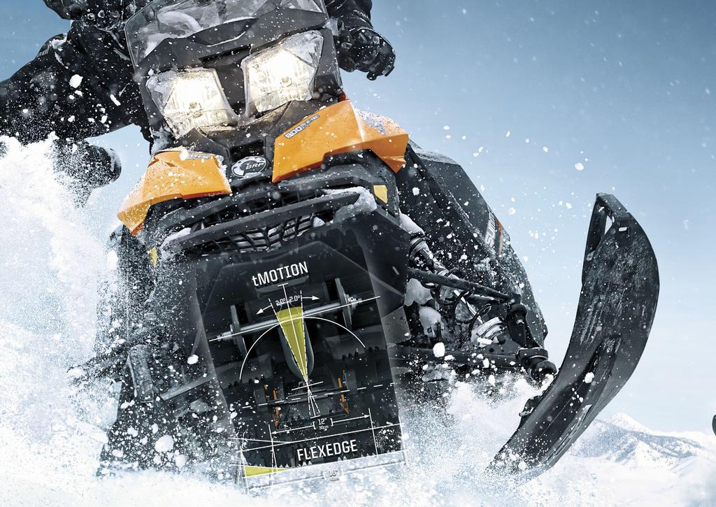 TEKNIK SOM DU ENDAST HITTAR HOS SKI-DOO. tmotion -fjädringen och FlexEdge -drivbandet. Endast två av alla de Ski-Dooteknologier som utvecklats ur BRP:s förarfokuserade designfilosofi.