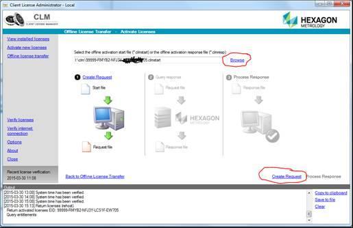 Offlineaktivering Via mail till licensieringsserver, activation@hexagonmetrology.