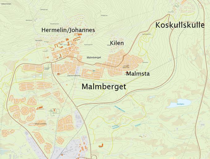 BAKGRUND Stora delar av Malmberget har under lång tid successivt avvecklats och hus flyttats p g a gruvdriften. De avvecklade områdena har omvandlats till industriområde och stängslats in eftersom.