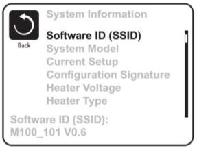 Programvaru ID (SSID) Detta avsnitt visar programvarunumret för systemet. Systemmodell Detta avsnitt visar modellnummer för systemet.