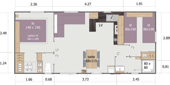 8,70 x 3,85 m 4 rum Lodge 87 33,5 m² 4-6 personer 8,70 x 3,85 m 4 rum Lodge 100 38,5