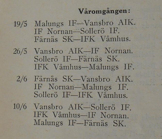 Säters IF, Horndals IF, Krylbo IF, Vikmanshyttans IF, Avesta IF B och Långshyttans AIK B. Slutsegare säsongen 1934-1935 blev: Hordals IF. Grupp 4.