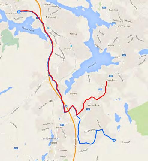 Remiss om trafikförändringar sommaren och hösten 2016 Figur 4 Föreslagen linjestäckning för linje 806 i rött samt linje 809 i blått.