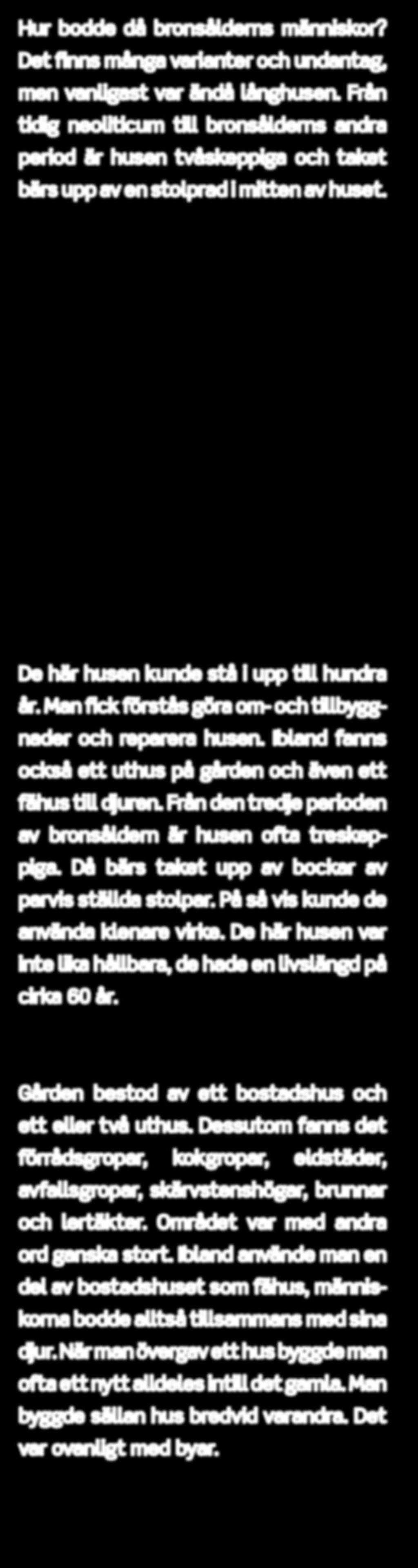 De här husen var inte lika hållbara, de hade en livslängd på cirka 60 år. Gården bestod av ett bostadshus och ett eller två uthus.