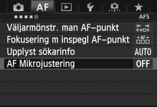 3 Finjustering av autofokusens fokuseringspunktn Finjustering av autofokusens fokuseringspunkt är möjlig för fotografering med sökare och Live View-fotografering i Snabb läge.