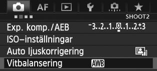 B: Ställa in vitbalansn Om bilden du tog i steg 1 skiljer sig mycket från standardexponeringen kan det hända att korrekt vitbalans inte kan uppnås.