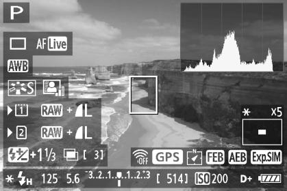 A Fotografera med LCD-monitorn Om informationsvisning Varje gång du trycker på <B> ändras informationen.