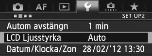 Ändra inställningar för bildvisning 3 Ställa in LCD-monitorns ljusstyrka LCD-monitorns ljusstyrka justeras automatiskt för att uppnå optimal