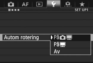 Välj önskat alternativ och tryck sedan på <0>. PåzD Den vertikala bilden roteras automatiskt vid bildvisning både på kamerans LCD-monitor och på datorn.