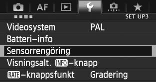 f Automatisk sensorrengöring När du ställer strömbrytaren i läget <1> eller <2> används enheten för självrengöring av sensor för att automatiskt skaka bort damm från sensorns framsida.