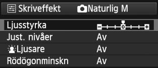 wskriva ut e Justering av utskriftseffekter I steg 4 på sidan 300 väljer du utskriftseffekten. När symbolen <e> visas tydligt bredvid <z> kan du trycka på knappen <B>.