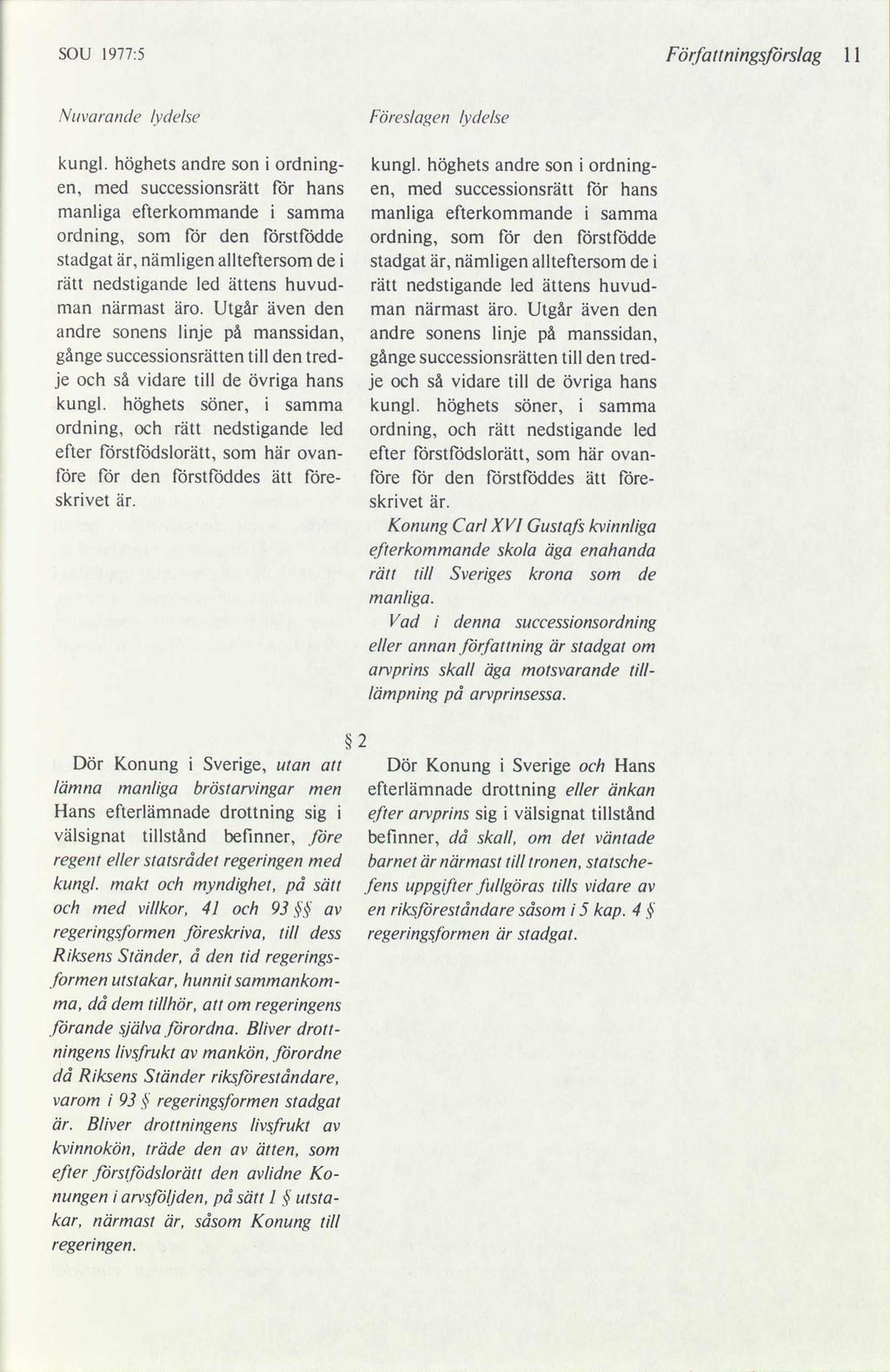 SOU 1977:5 Författningsforslag ll Nuvarande lydelse Föreslagen lydelse kungl.