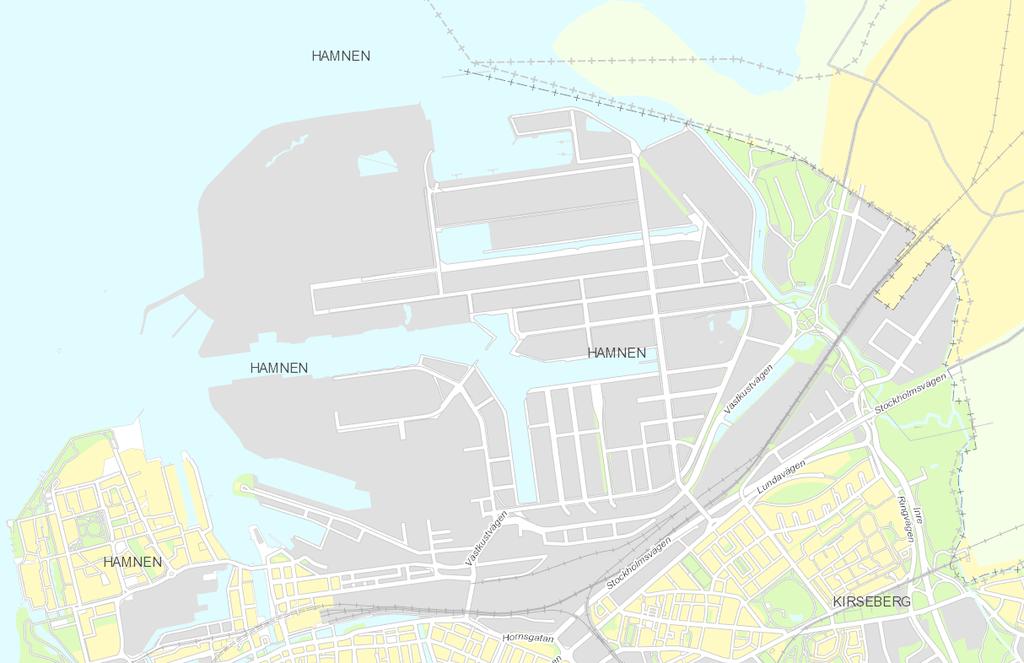 Huvudsaklig väg för tung transport Järnväg Avloppsvattenledningsnät Fjärrvärmenätet Ångnät (NEC) Fartygsanslutning fjärrvärme Anslutning av fartyg till fjärrvärmenätverket för uppvärmning när de