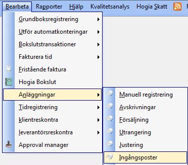 Ingångsposter import av befintliga anläggningar Nu har grundförutsättningarna för programmet angivits och nödvändiga register lagts upp vilket innebär att det därför är klart att registrera in