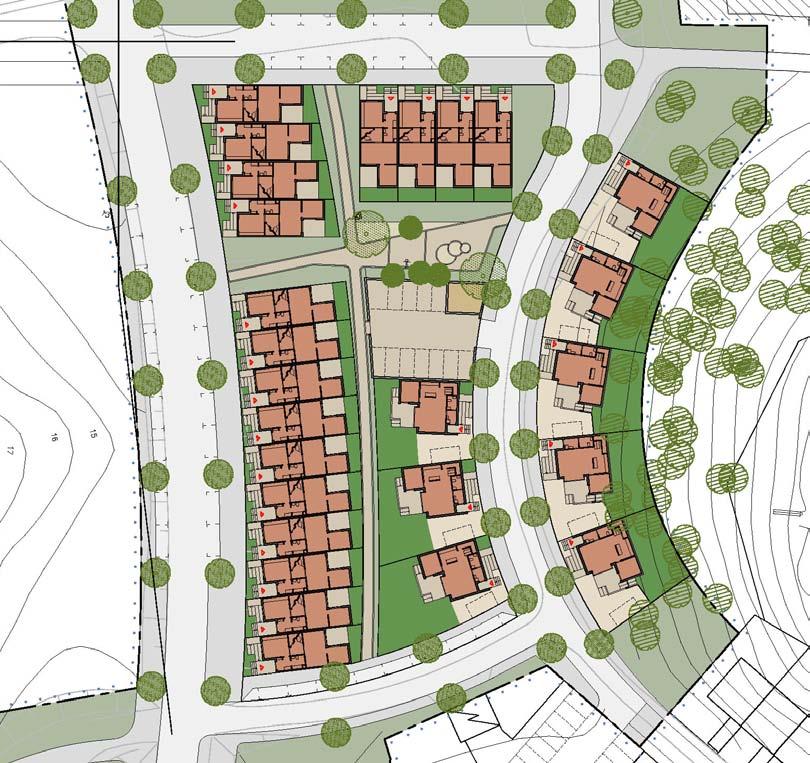 Bebyggelseförslag inom etapp 1 Kvarteret inom etapp 1 ligger direkt norr om radhusbebyggelse som uppförs av Folkhem (okt 2011).